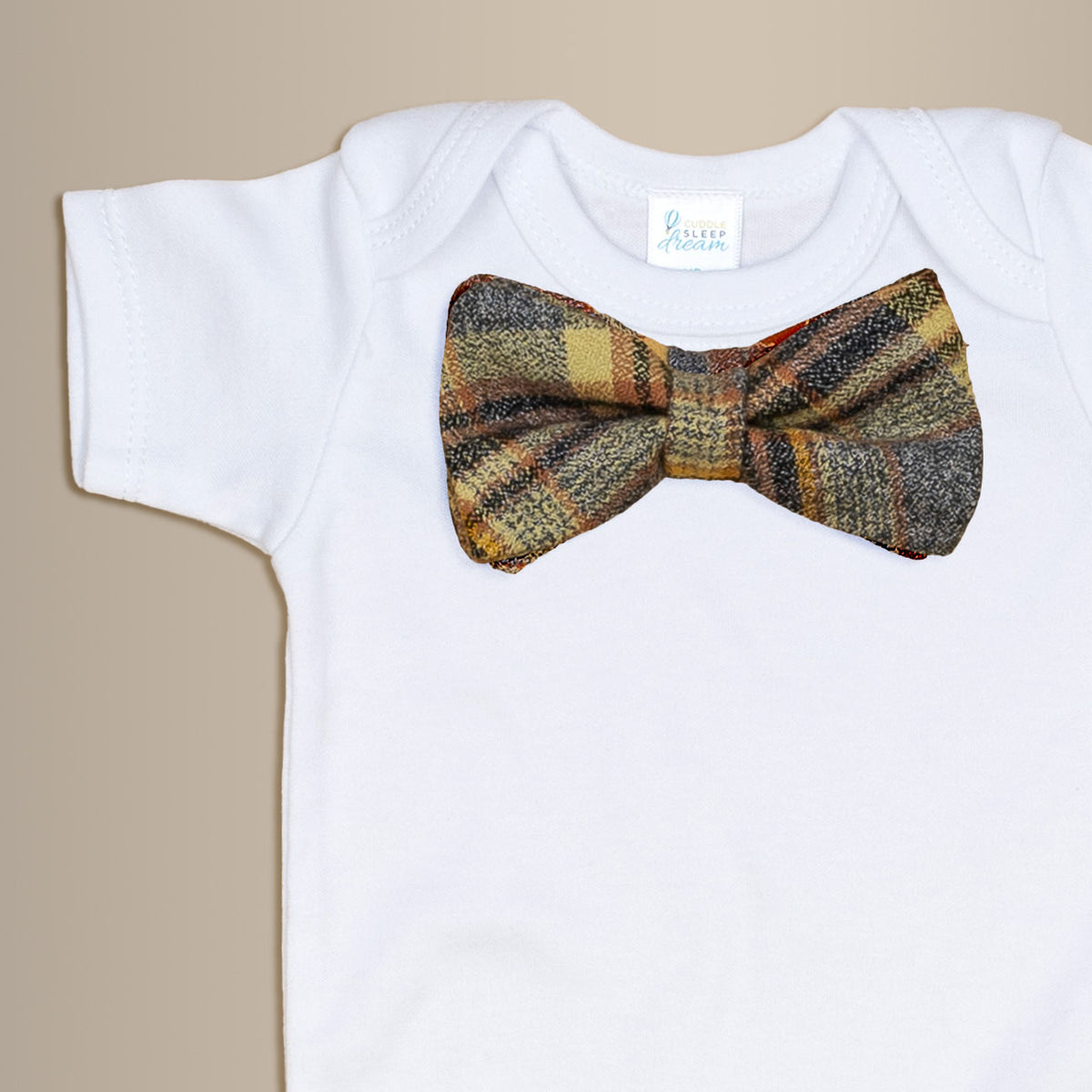 Cuddle Sleep Dream Bowtie Bodysuit Gray/Rust Flannel Plaid Bowtie Bodysuit