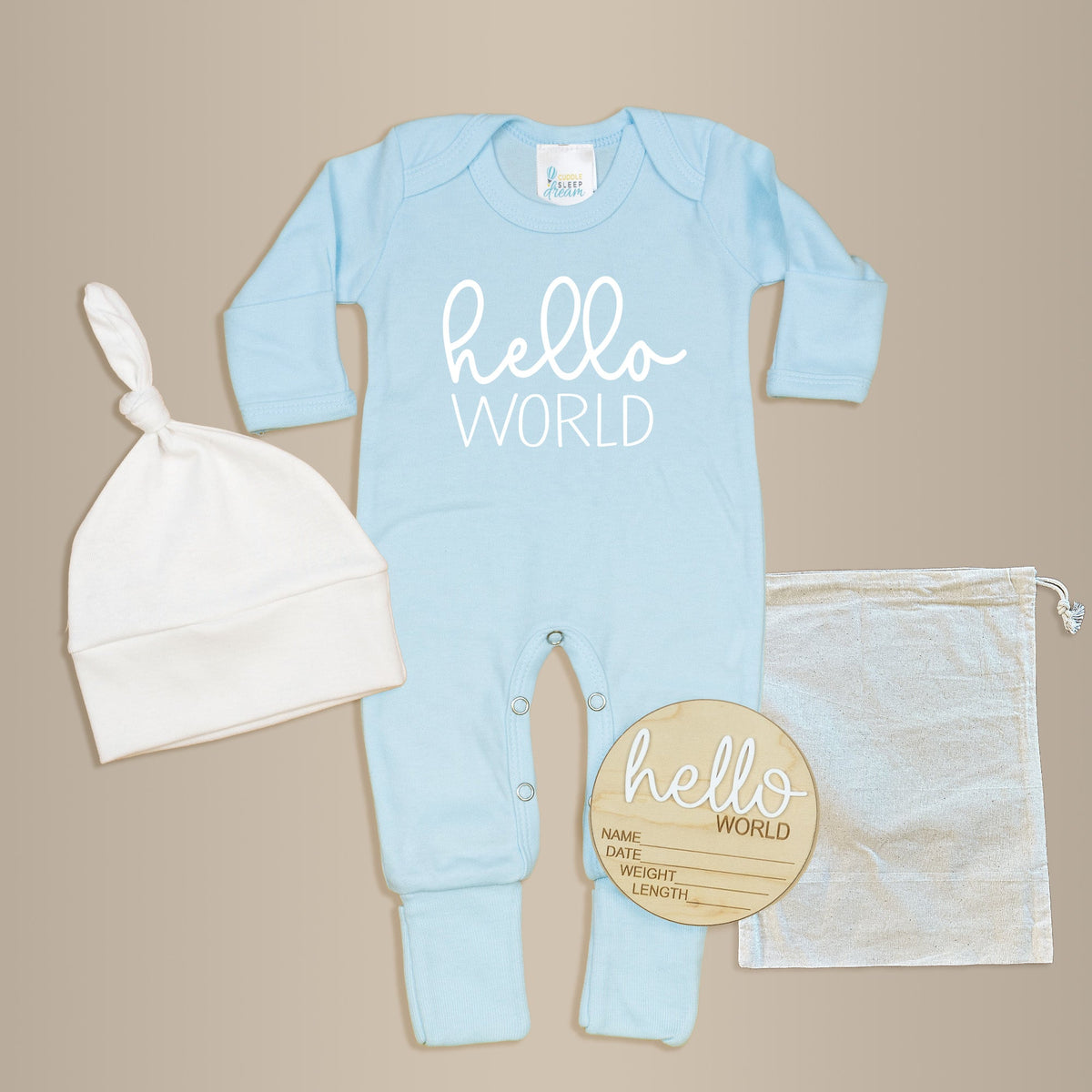 Cuddle Sleep Dream Romper Hello World | Blue Gift Bundle