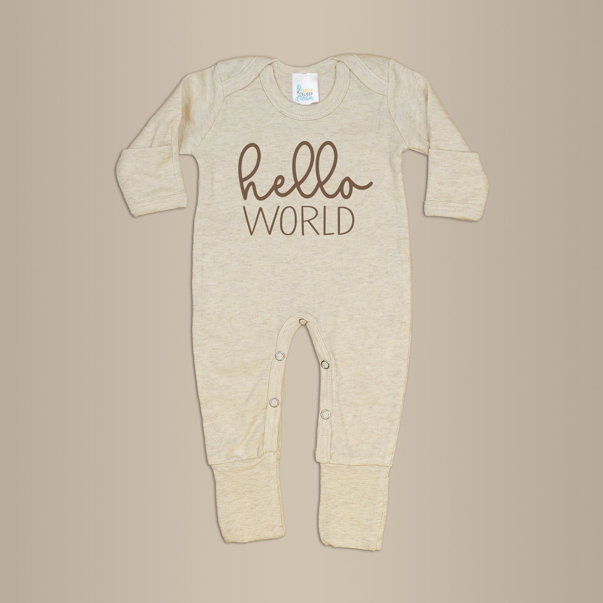 Cuddle Sleep Dream Romper Hello World | Oatmeal Gift Bundle