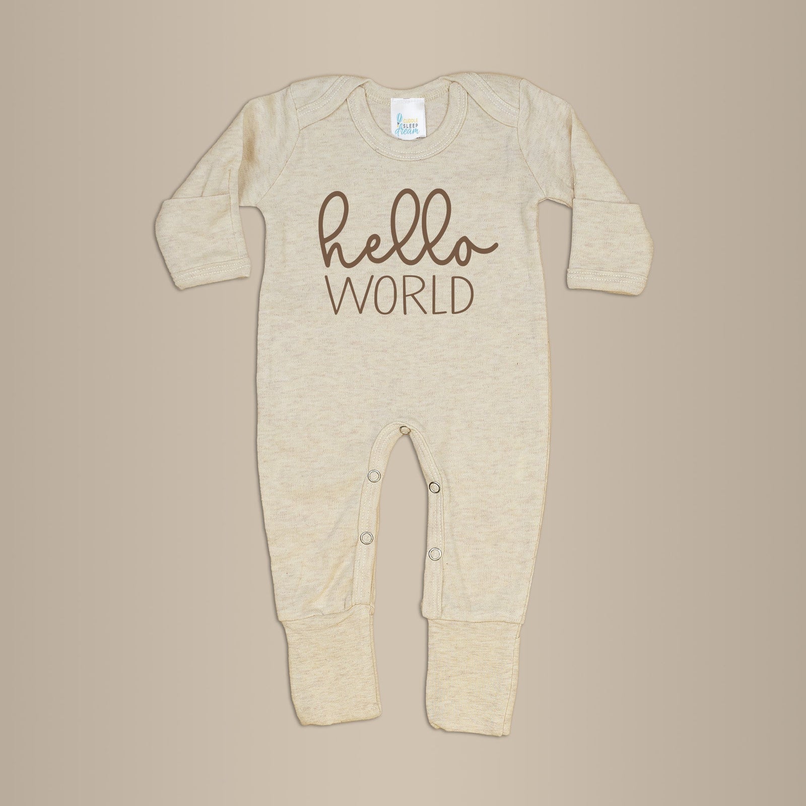 Cuddle Sleep Dream Romper Hello World | Oatmeal Gift Bundle