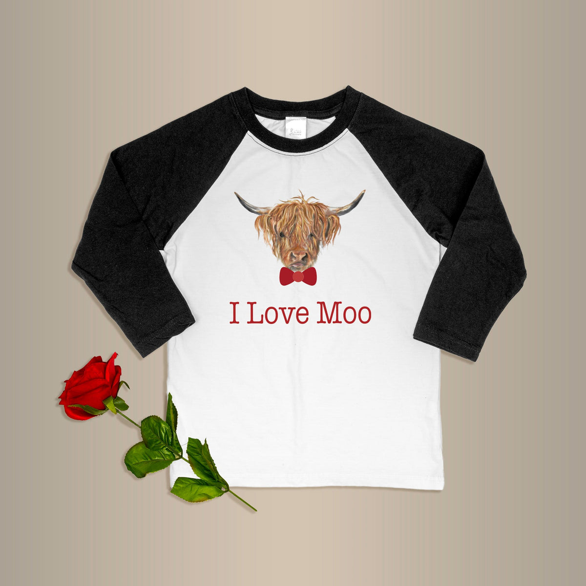 Cuddle Sleep Dream I Love Moo Valentine Cow | Black Raglan Tshirt