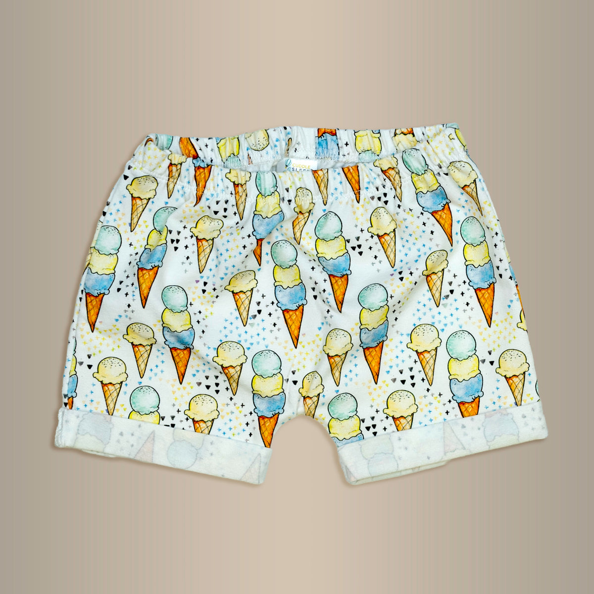 Cuddle Sleep Dream Shorts Ice Cream Rolled Hem Shorts