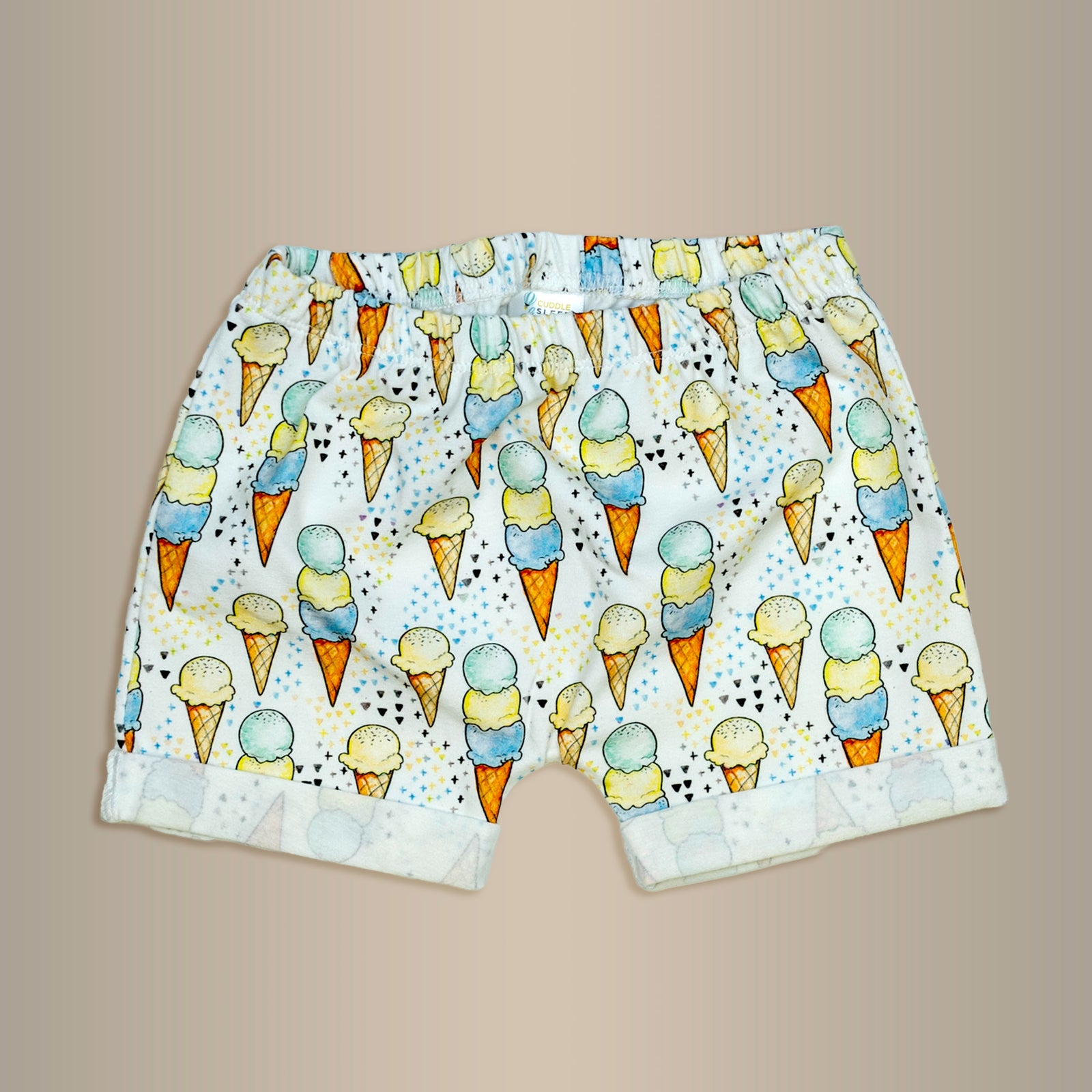 Cuddle Sleep Dream Shorts Ice Cream Rolled Hem Shorts