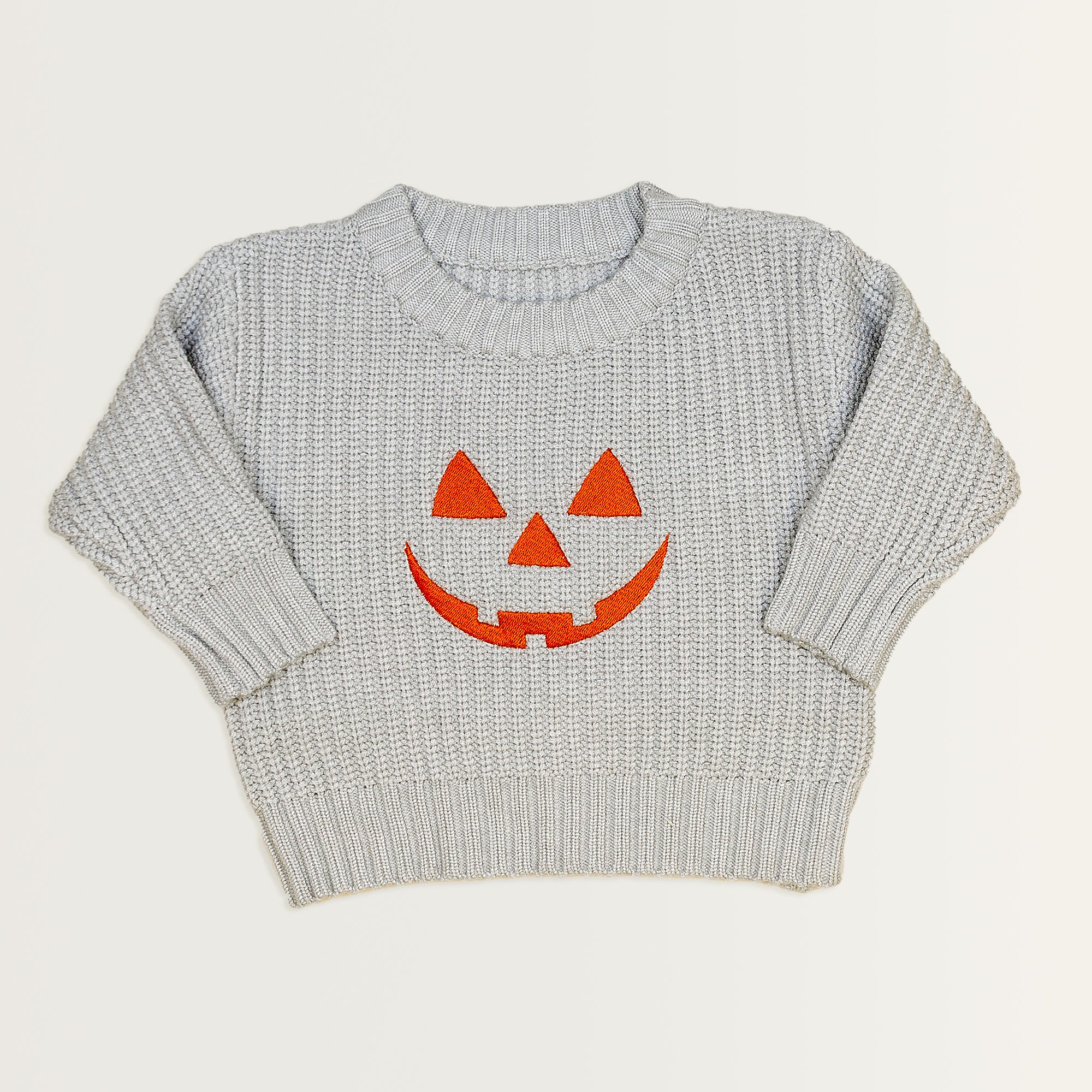 Jack o' Lantern on Gray | Embroidered Sweater