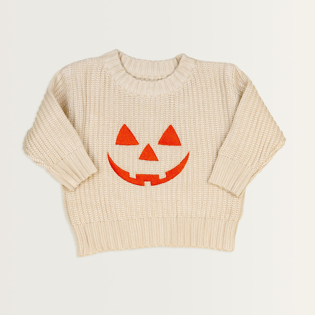 Cuddle Sleep Dream Jack o&#39; Lantern on Cream | Embroidered Sweater