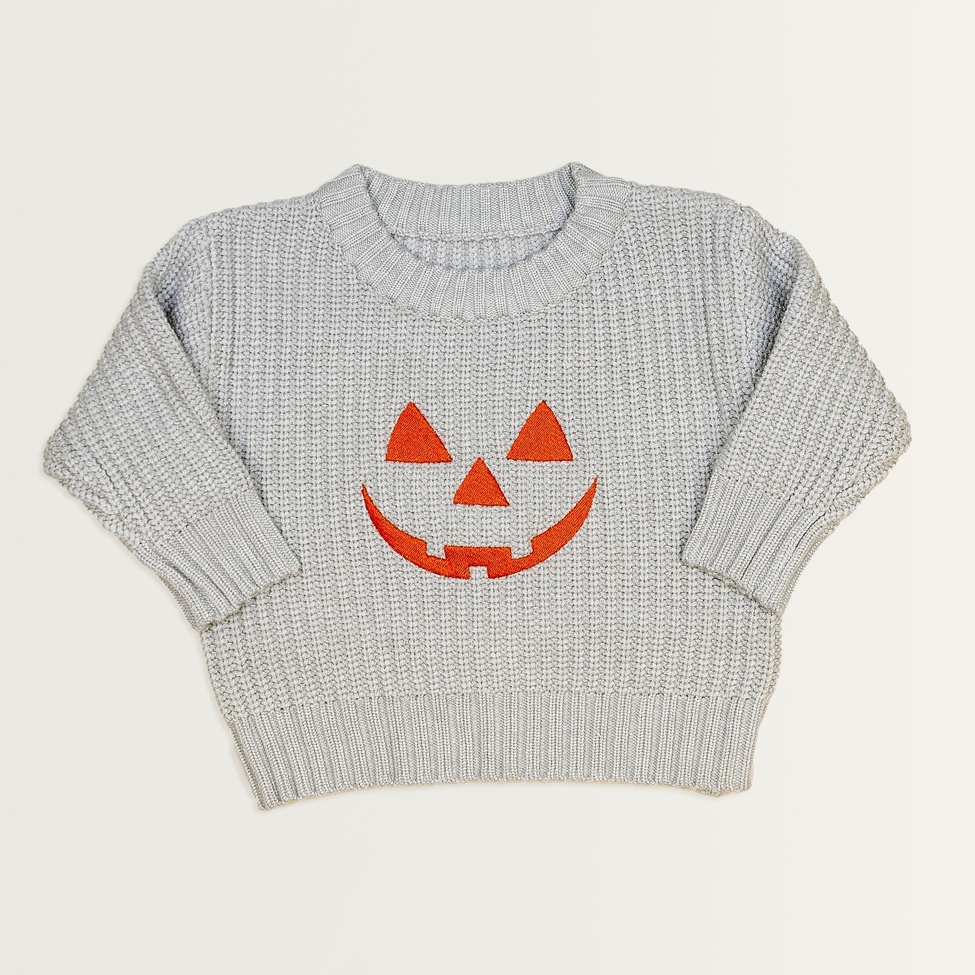 Cuddle Sleep Dream Jack o' Lantern on Gray | Embroidered Sweater