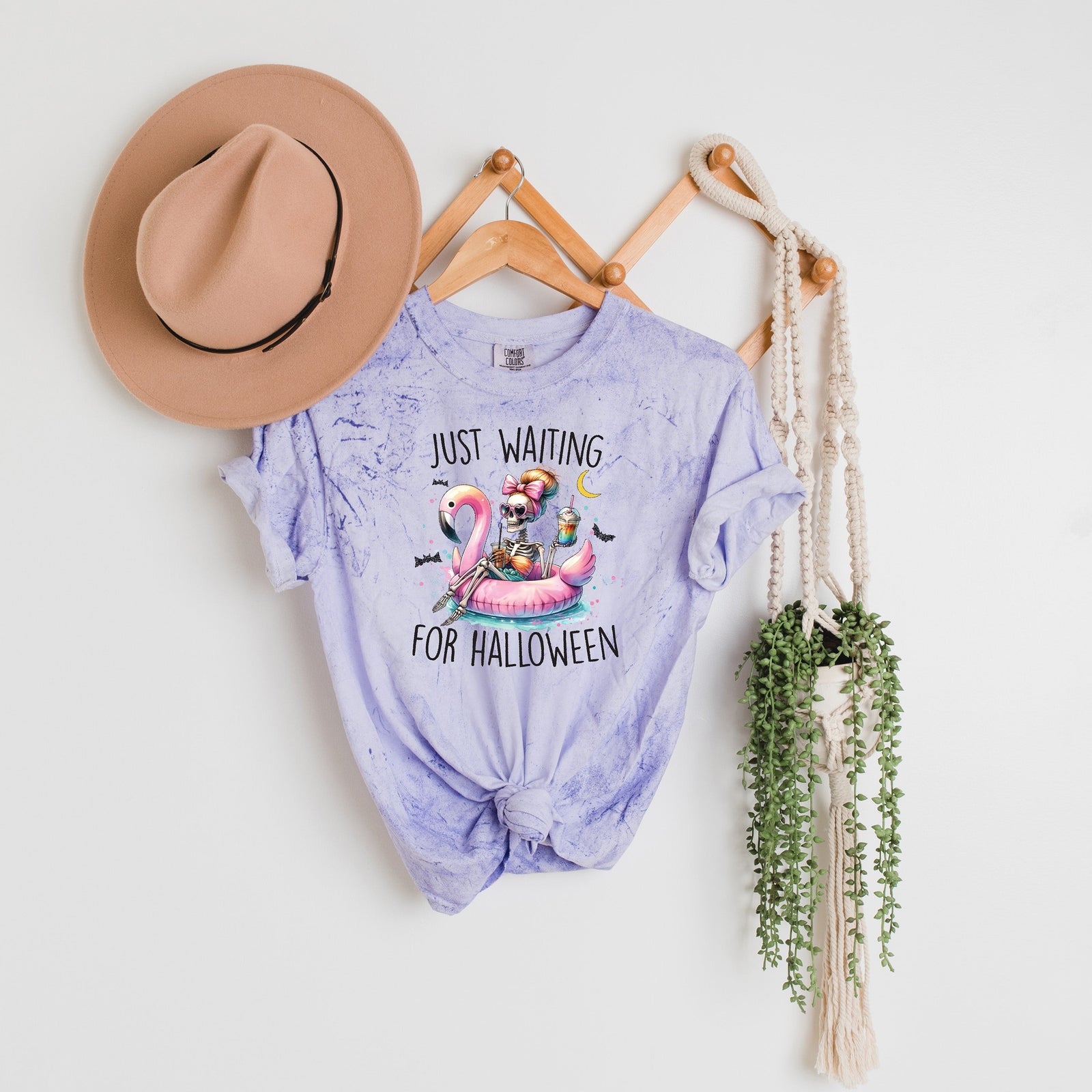 Printify T-Shirt Amethyst / S Just Waiting for Halloween | Colorblast Heavyweight Tee