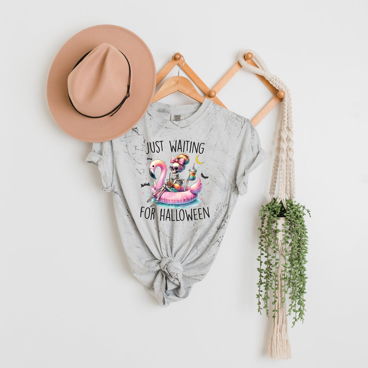 Printify T-Shirt Smoke / S Just Waiting for Halloween | Colorblast Heavyweight Tee