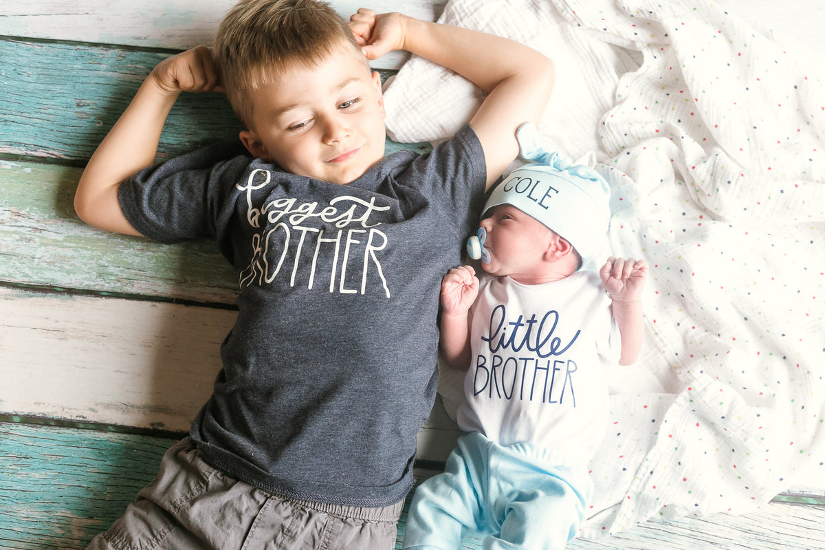 Cuddle Sleep Dream Little Brother Onesie | Navy, Script