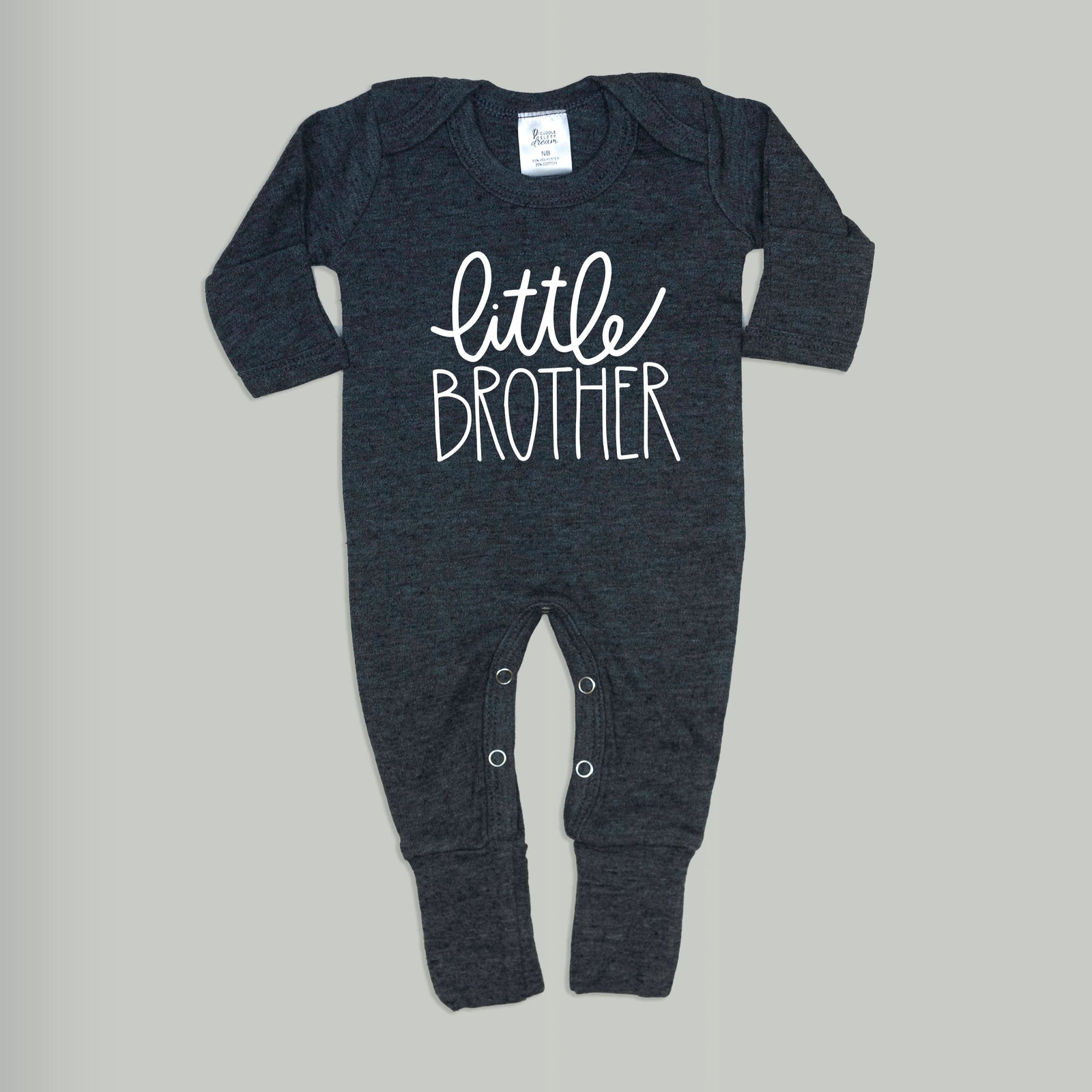 Cuddle Sleep Dream Little Brother Romper | Dark Gray w/ white