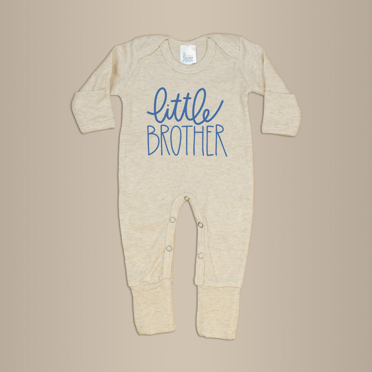 Cuddle Sleep Dream Little Brother Romper | Oatmeal w/ denim blue