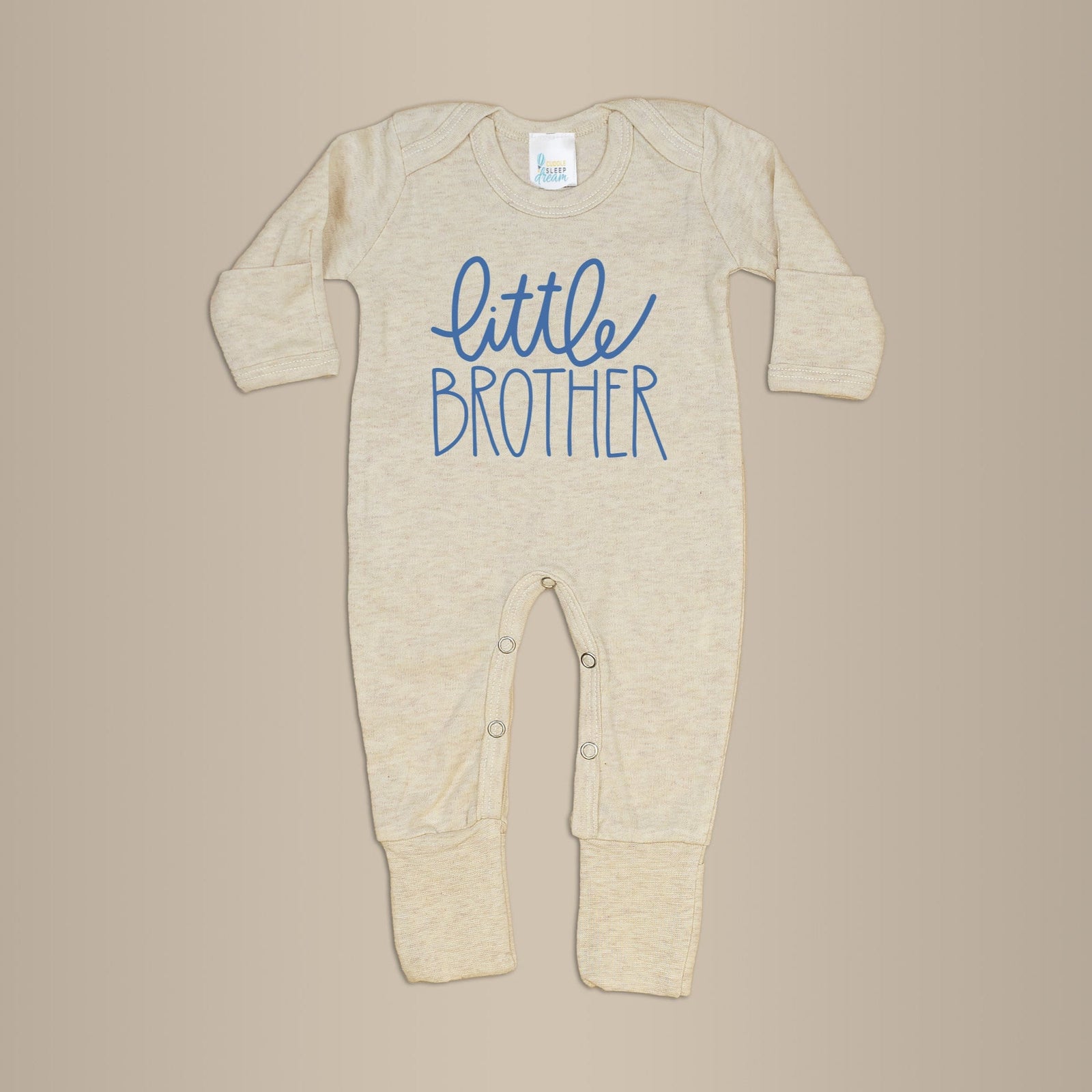 Cuddle Sleep Dream Little Brother Romper | Oatmeal w/ denim blue