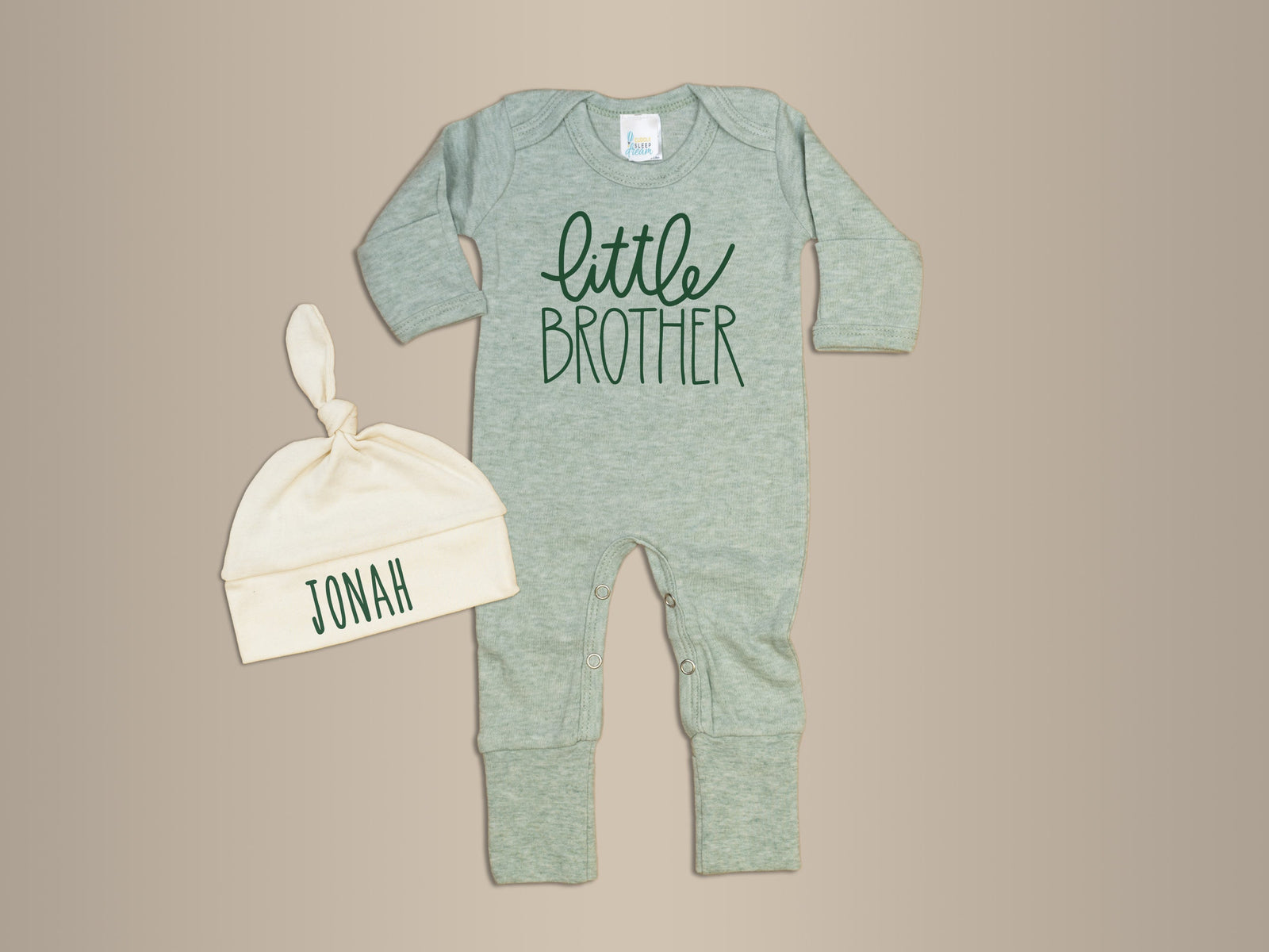 Cuddle Sleep Dream Little Brother Romper | Sage w/ Green