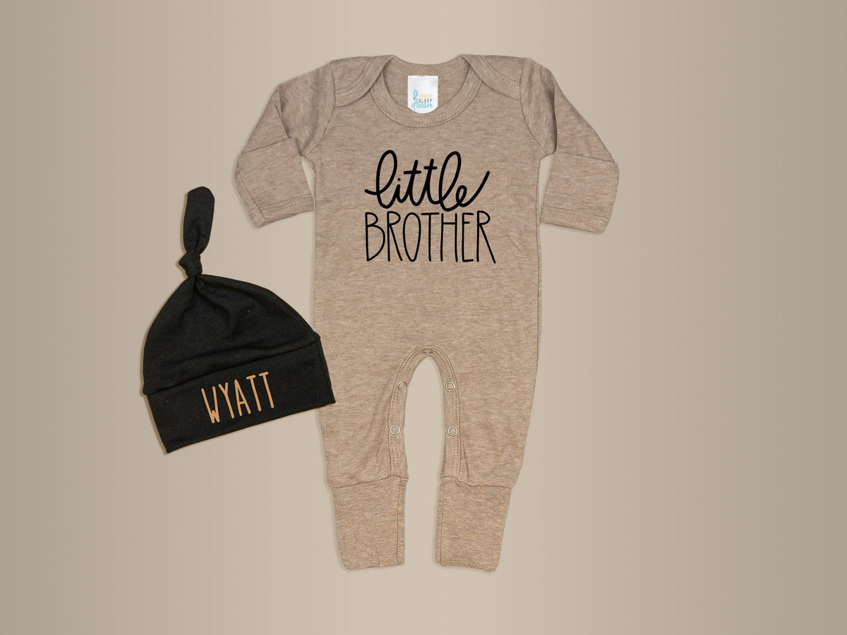 Cuddle Sleep Dream Little Brother Romper | Truffle w/ Black