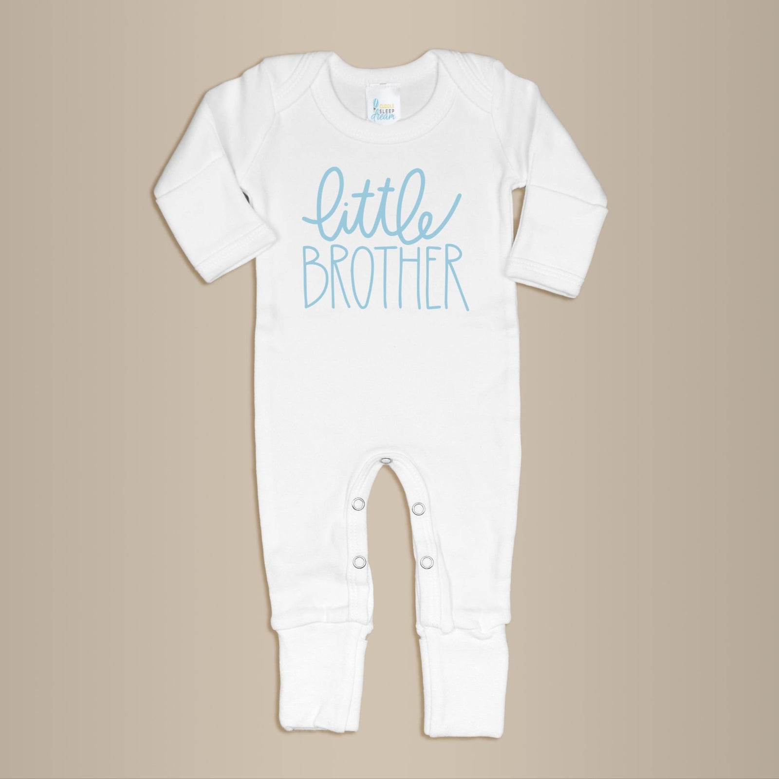 Cuddle Sleep Dream Little Brother Romper | White w/ light blue