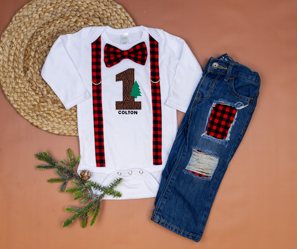 Cuddle Sleep Dream Oh Snap Lumberjack 1st Birthday Onesie
