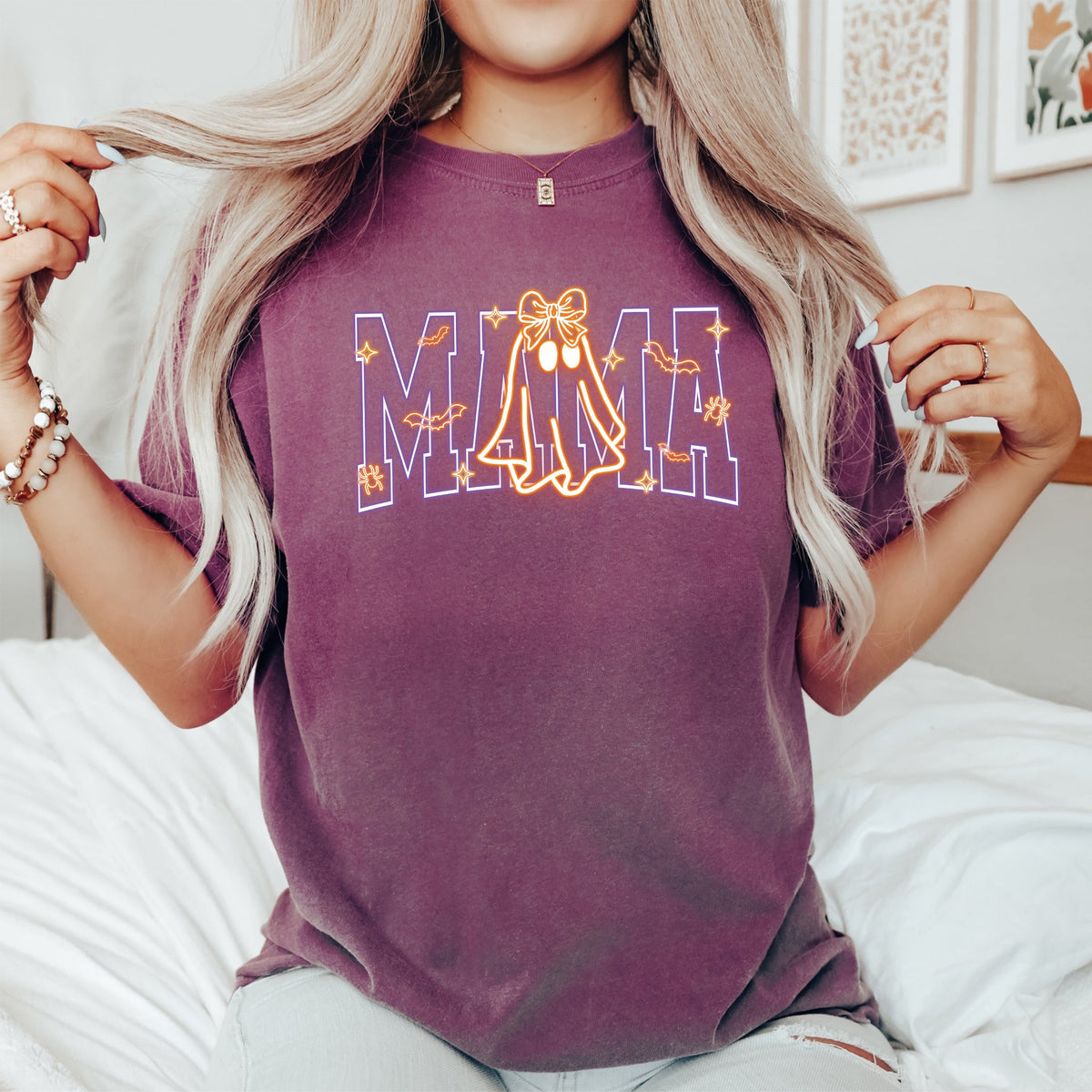 Printify T-Shirt Berry / S Mama Neon Ghost Tee