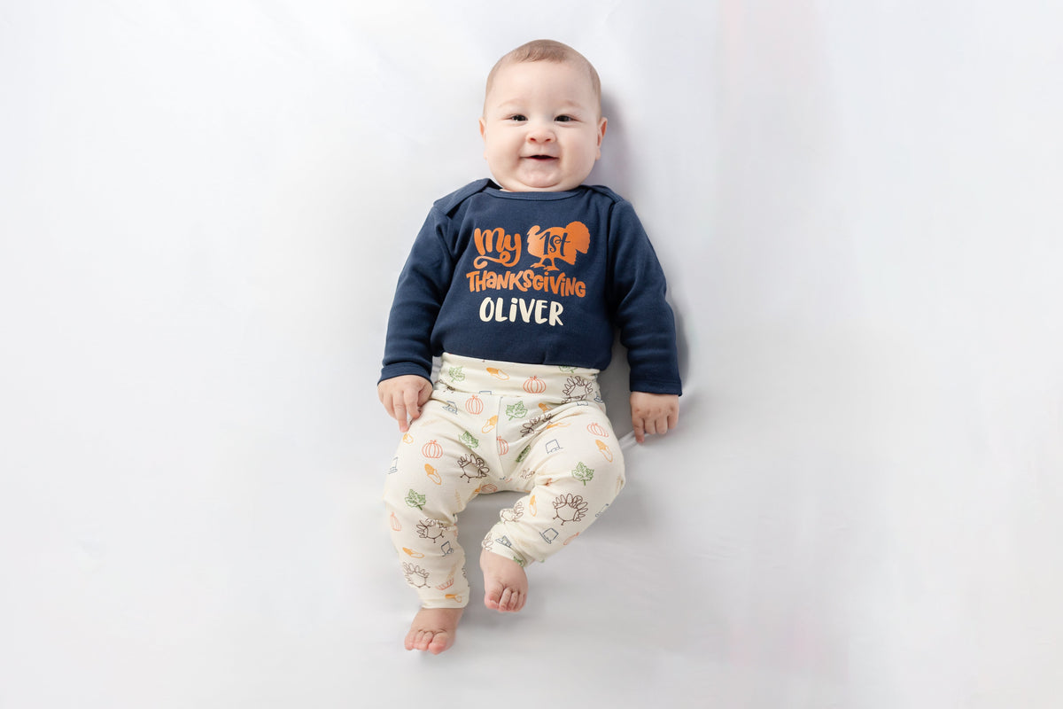 Cuddle Sleep Dream Bundles My 1st Thanksgiving | Navy Onesie