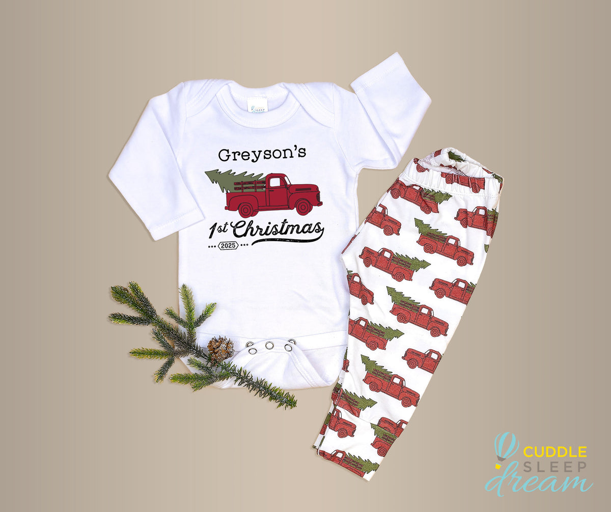 Cuddle Sleep Dream My First Christmas Truck Onesie