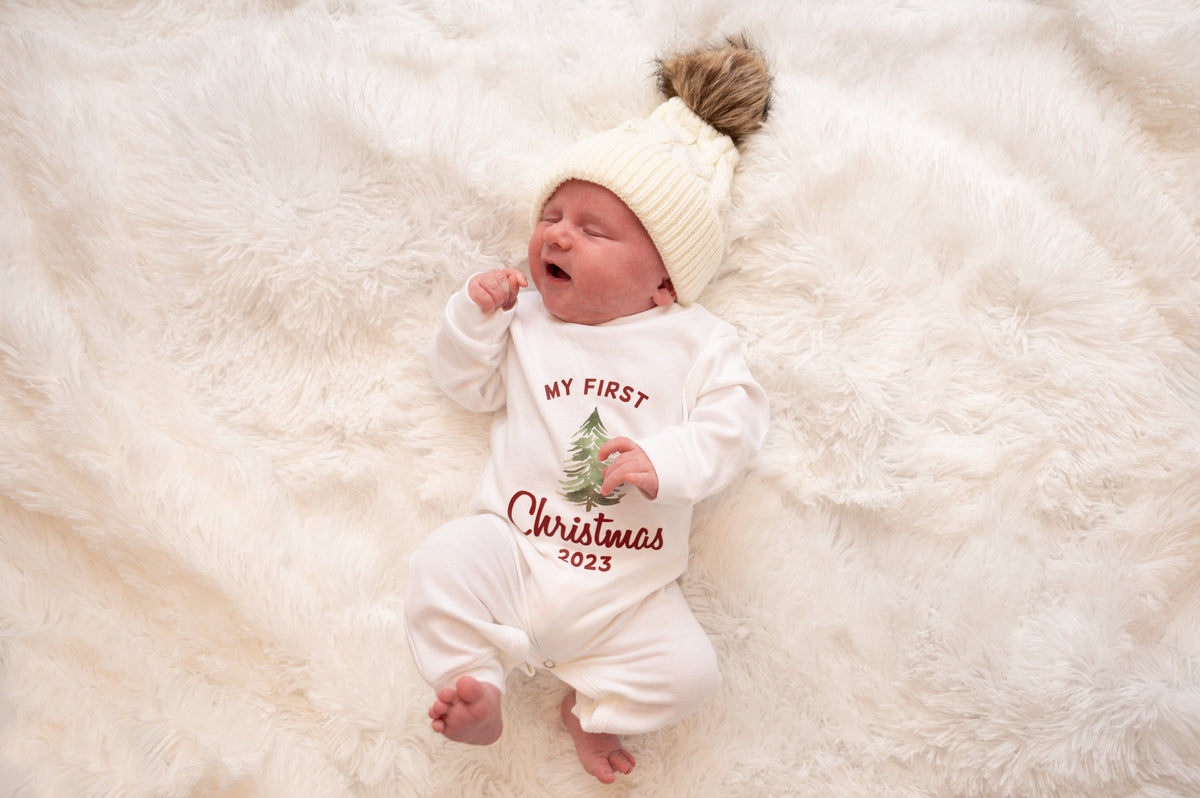 Cuddle Sleep Dream My First Christmas w/ Tree | White Long Romper