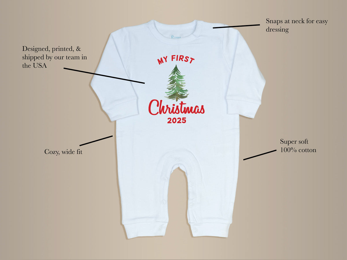 Cuddle Sleep Dream My First Christmas w/ Tree | White Long Romper