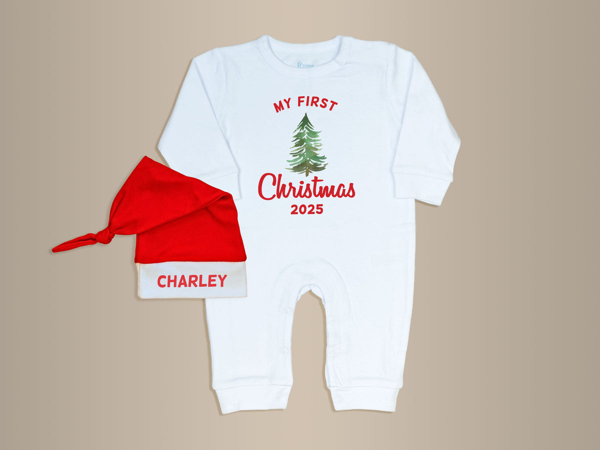 Cuddle Sleep Dream My First Christmas w/ Tree | White Long Romper