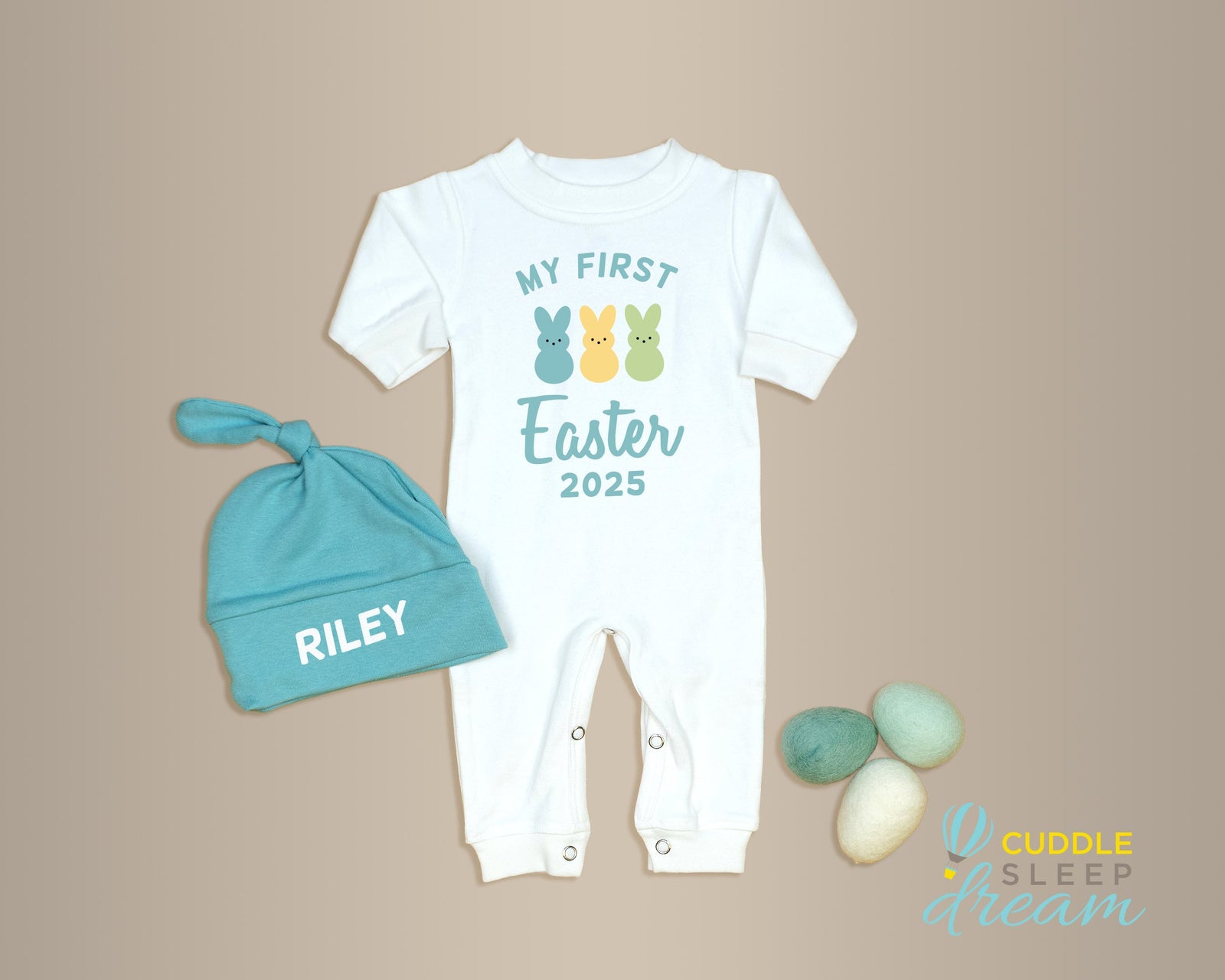 Cuddle Sleep Dream My First Easter w/ Marshmallow Bunnies | White Long Romper