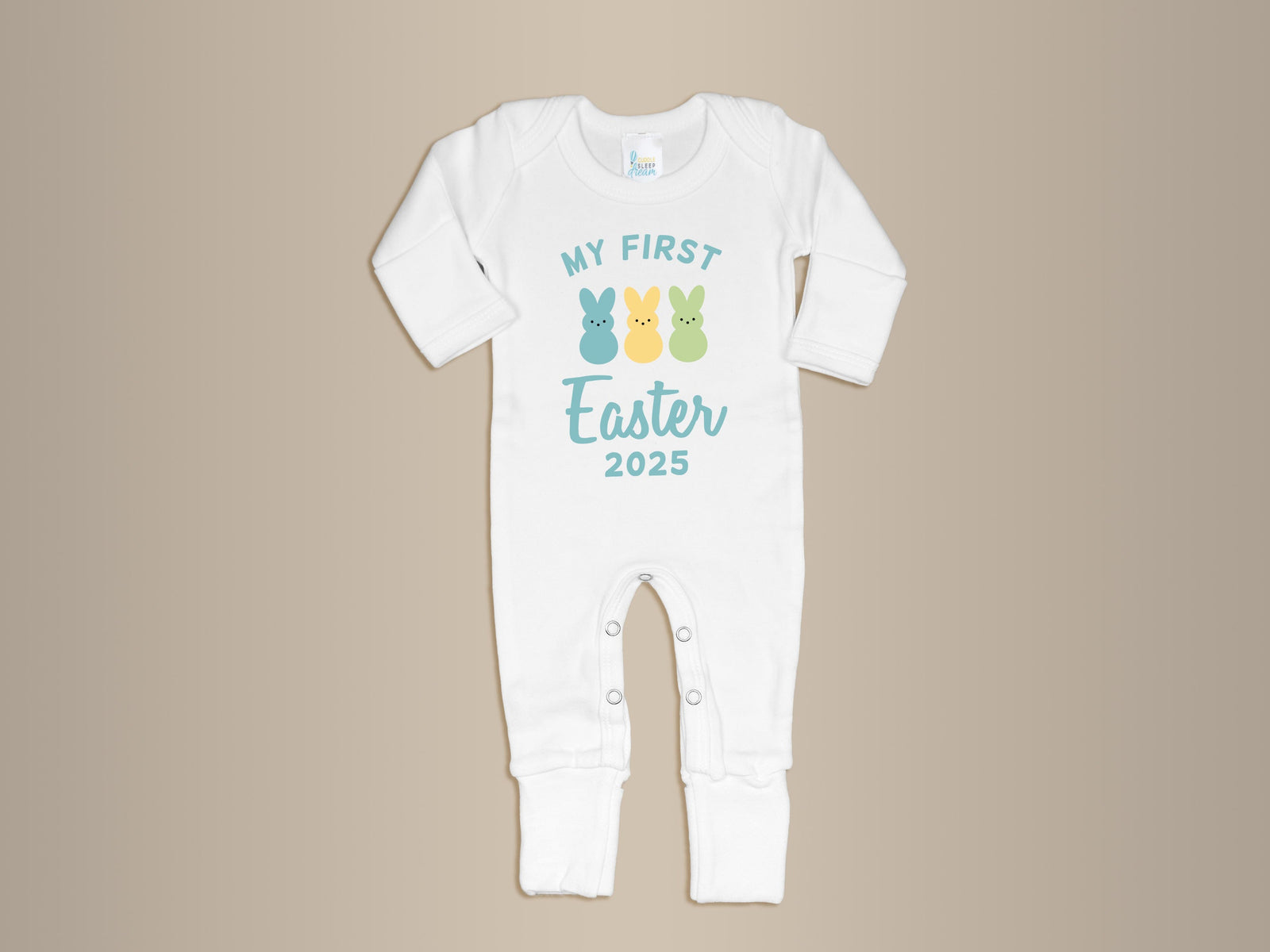 Cuddle Sleep Dream My First Easter w/ Marshmallow Bunnies | White Long Romper