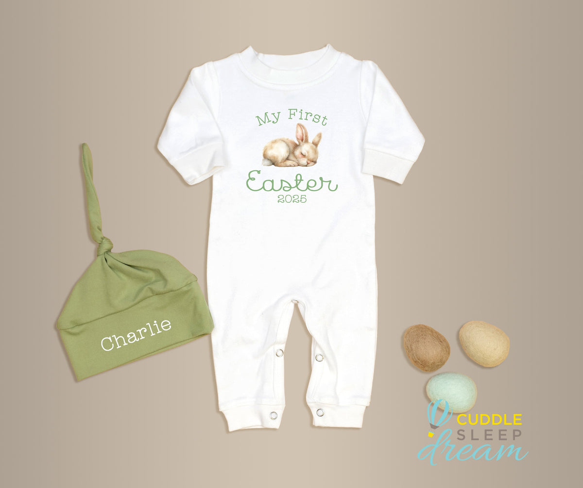 Cuddle Sleep Dream My First Easter w/ Sleeping Bunny | White Long Romper