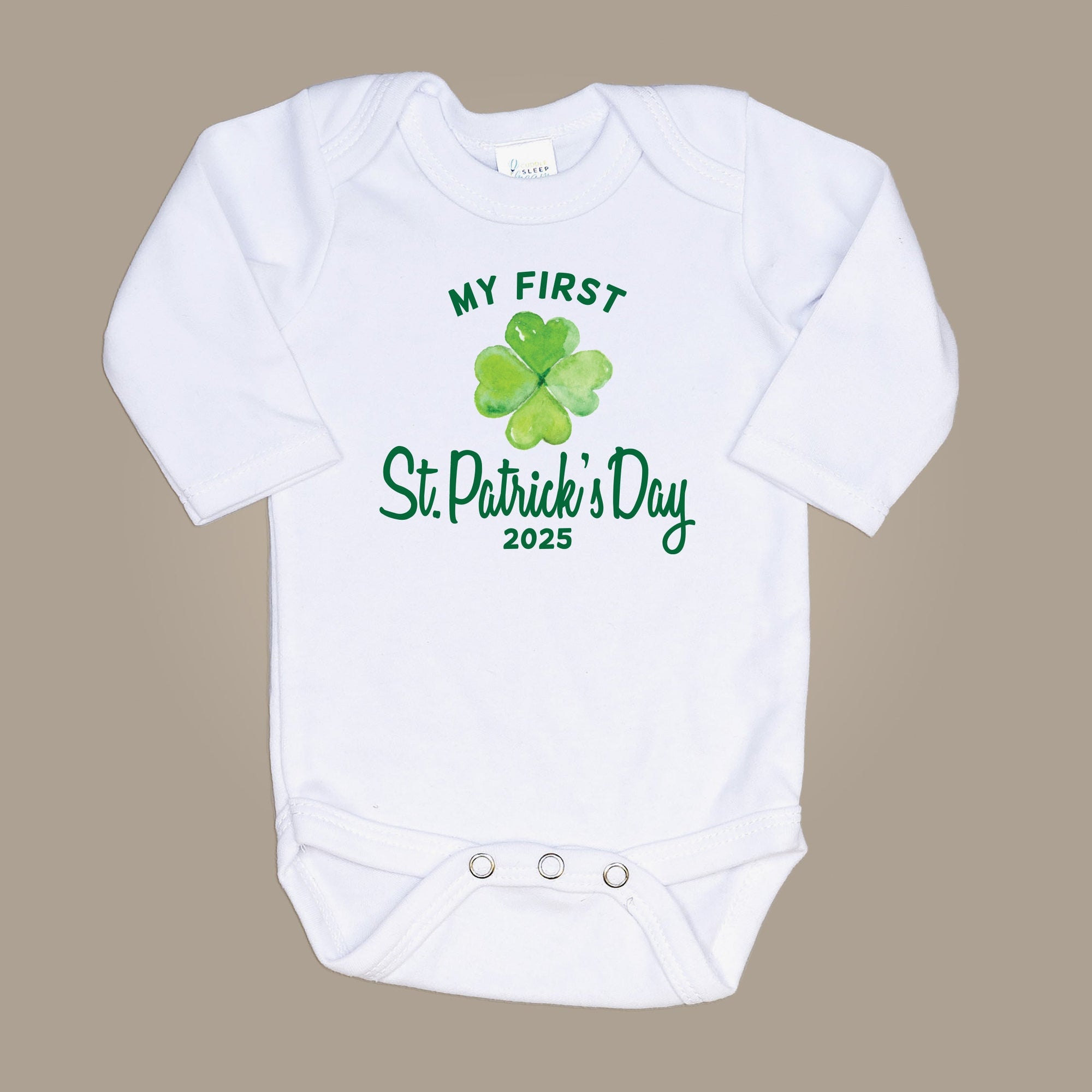 Cuddle Sleep Dream My First New St Patrick's w/ Shamrock | White Bodysuit