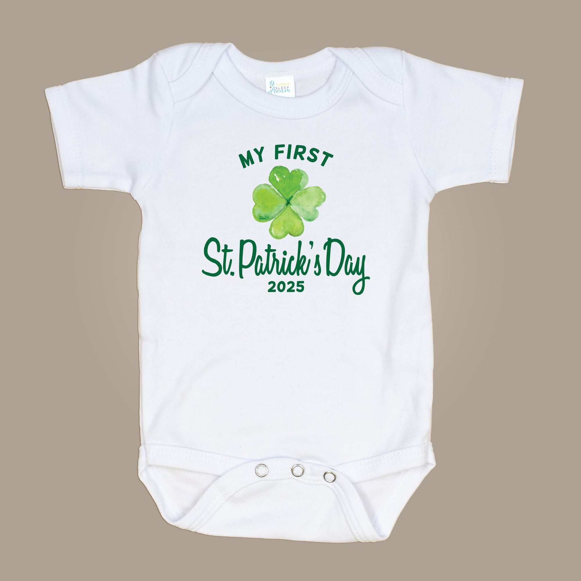 Cuddle Sleep Dream My First New St Patrick's w/ Shamrock | White Bodysuit