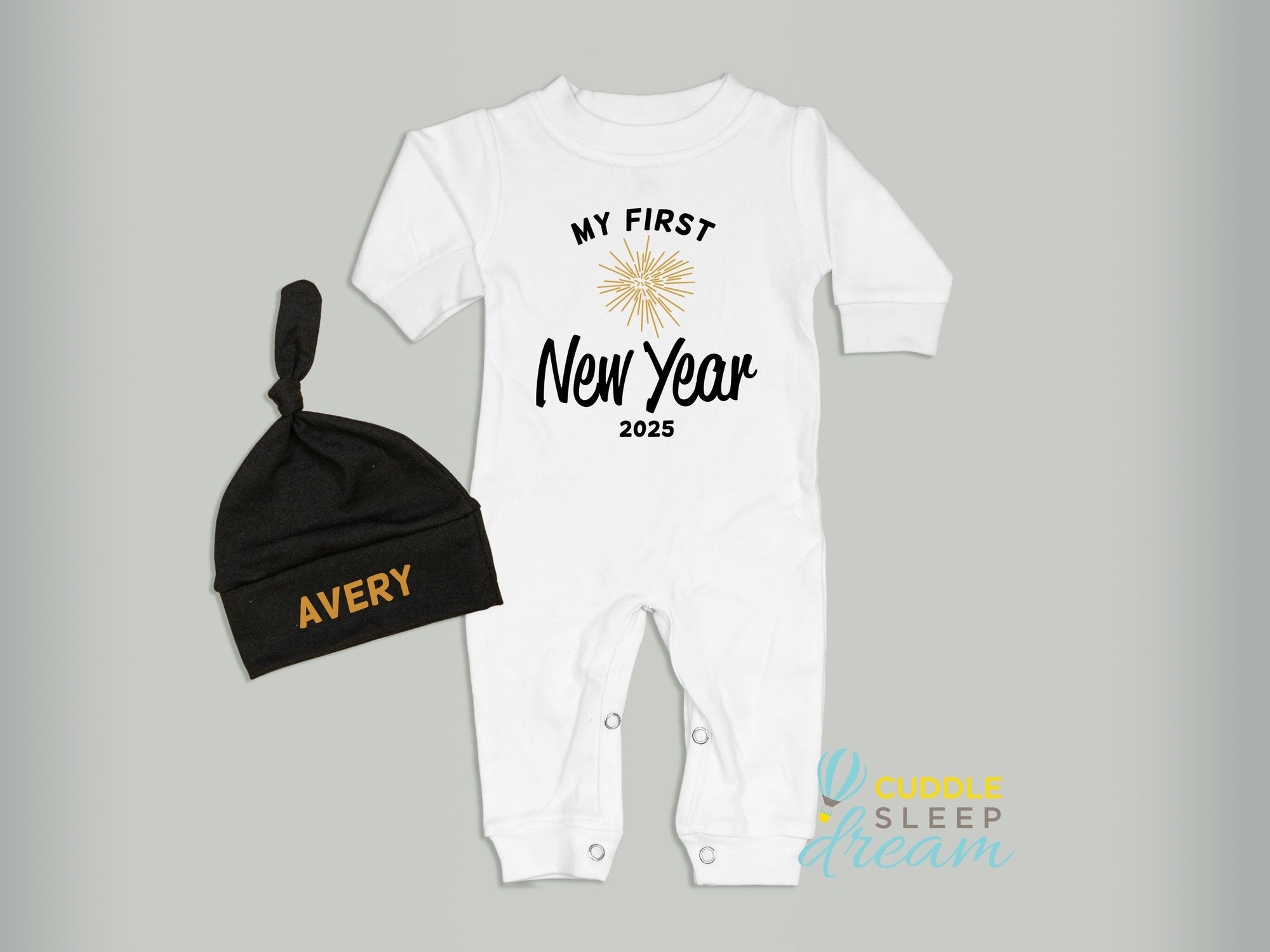 Cuddle Sleep Dream My First New Year w/ Firework | White Long Romper