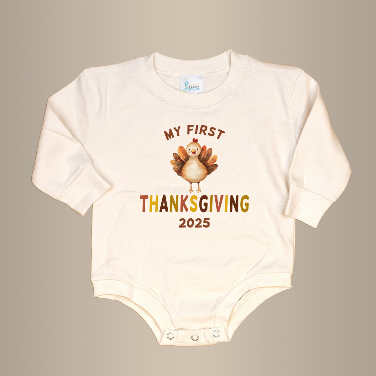 Cuddle Sleep Dream My First Thanksgiving | Natural Oversized Bodysuit