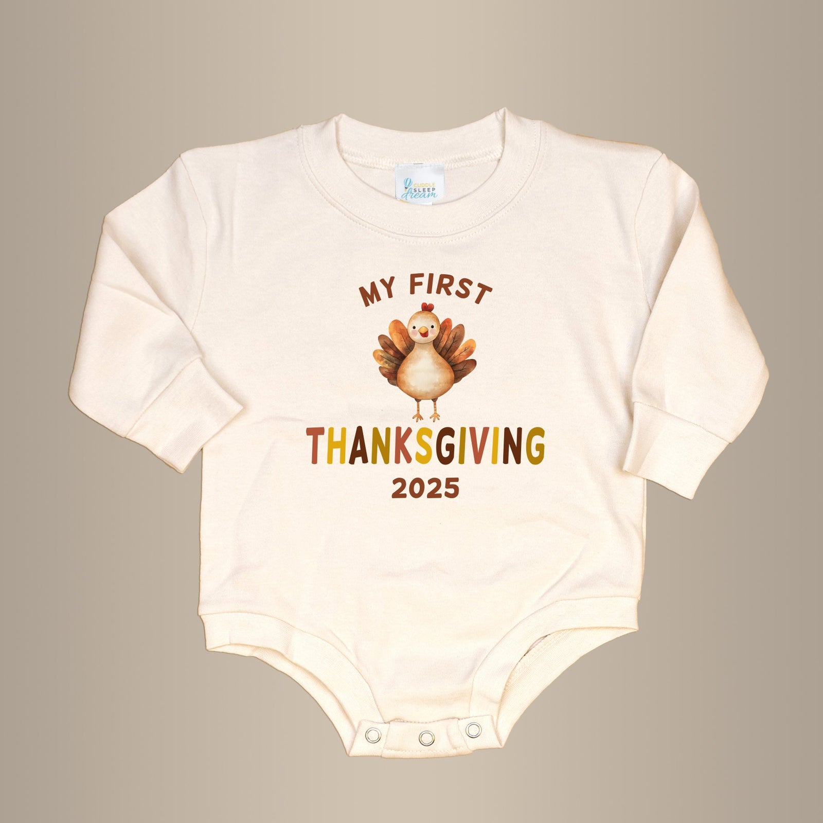 Cuddle Sleep Dream My First Thanksgiving | Natural Oversized Bodysuit