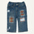 Surprisingly Sisters 6-9m (CP) Orange & Cream Plaid Destroyed Denim