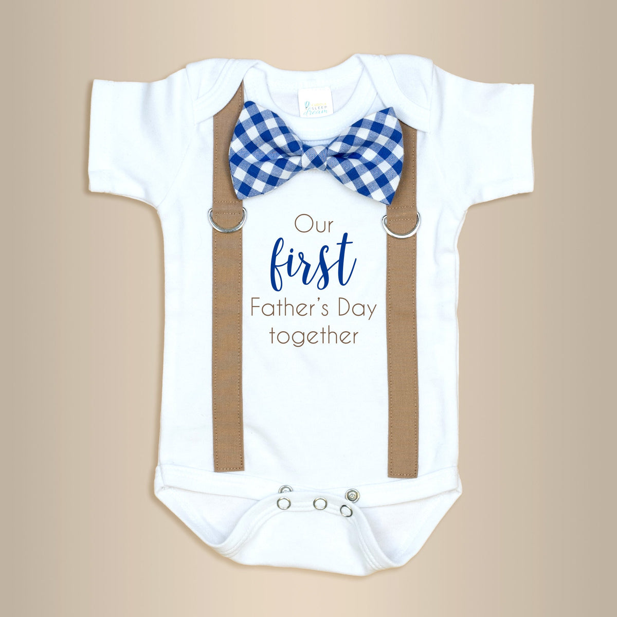 Cuddle Sleep Dream Oh Snap Our First Father&#39;s Day Together | Mocha Suspender | Royal Check Bowtie