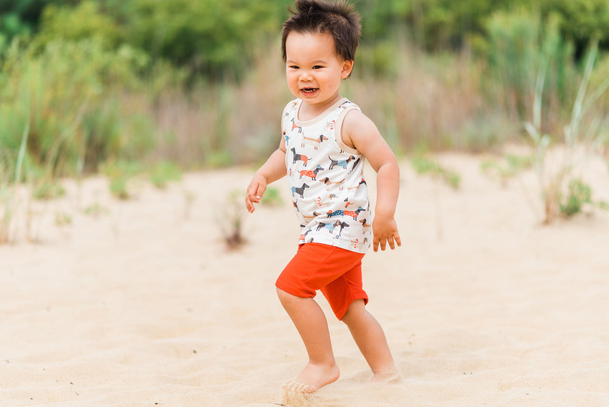 Cuddle Sleep Dream Rolled Hem Shorts Patriotic Doggy | Handmade Tank