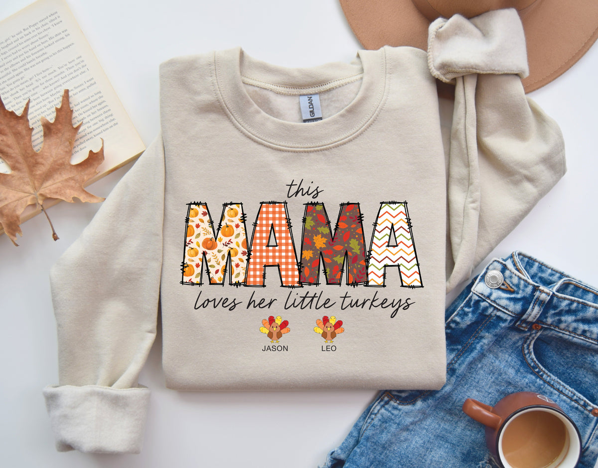 Cuddle Sleep Dream Personalized Little Turkeys | Sand Sweatshirt