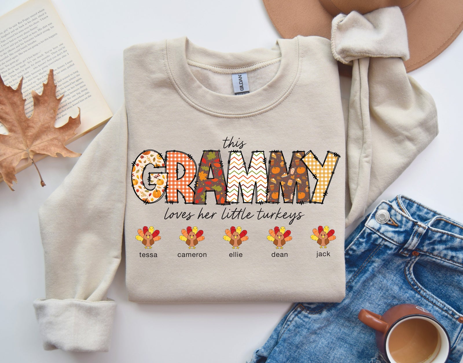 Cuddle Sleep Dream Personalized Little Turkeys | Sand Sweatshirt