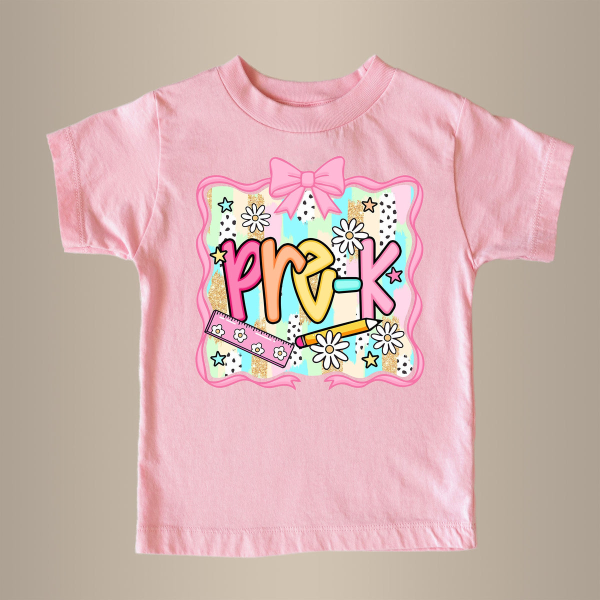 Cuddle Sleep Dream 3t Short Sleeve / Pre-K Preppy 1st Day | Pink Tee