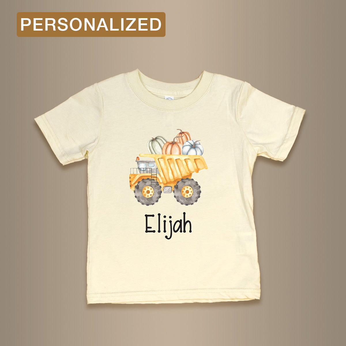 Cuddle Sleep Dream Graphic Tee Pumpkin Construction Truck | Natural Tshirt