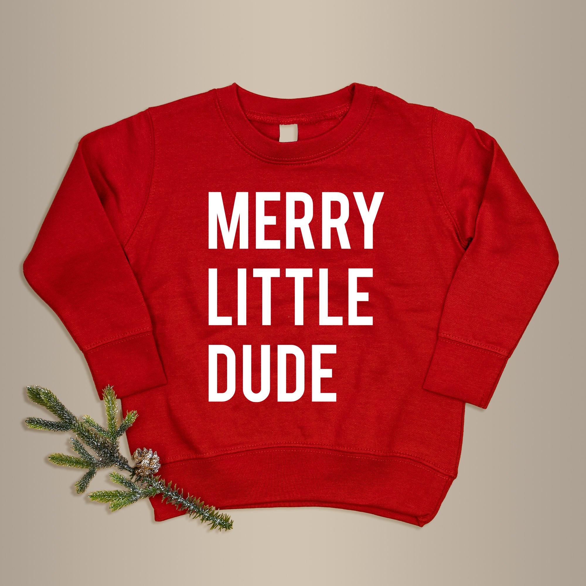 Merry Little Dude | Red Fleece Sweatshirt