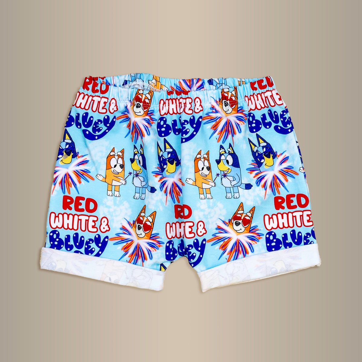 Cuddle Sleep Dream Shorts Red, White, &amp; Doggy | Rolled Hem Shorts