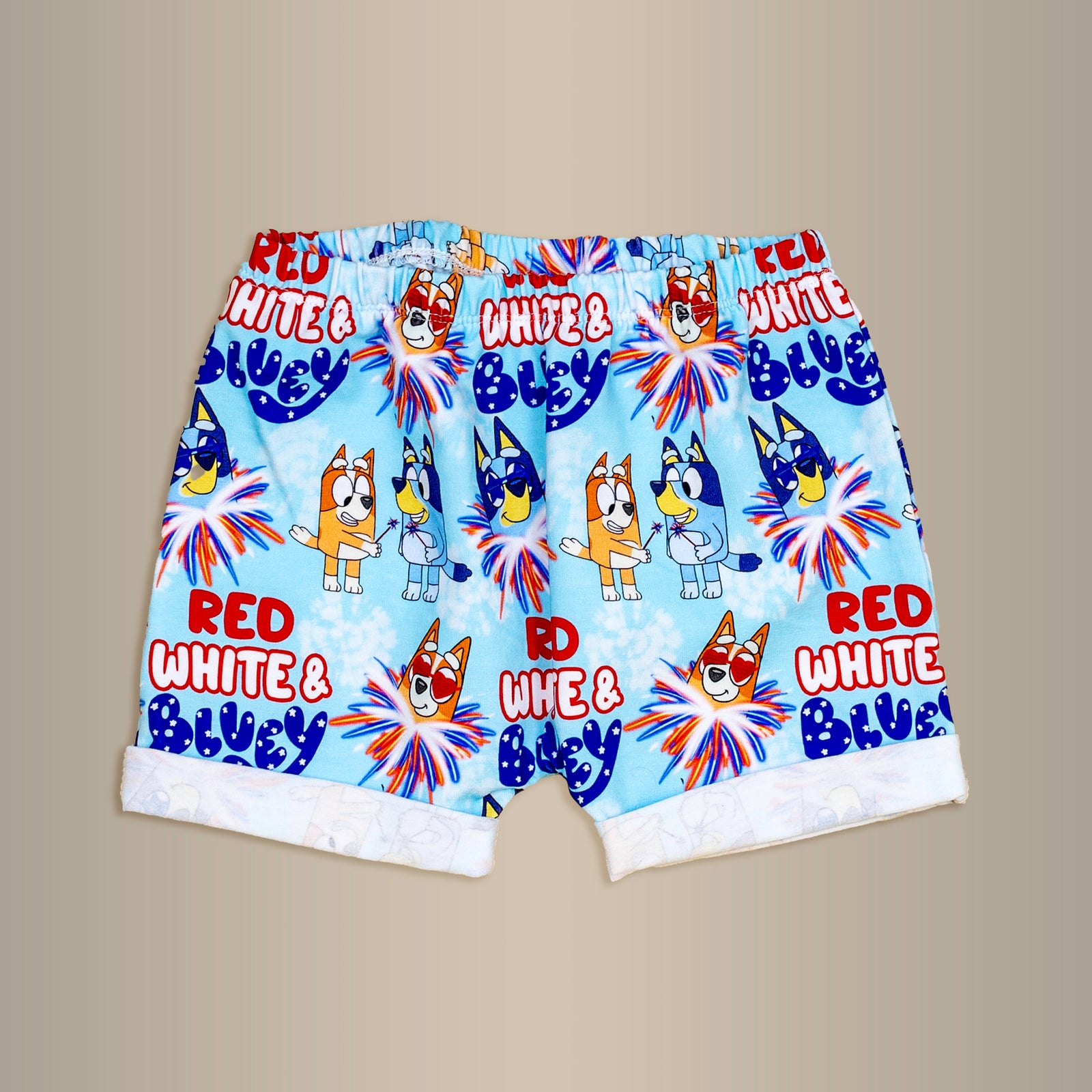 Cuddle Sleep Dream Shorts Red, White, & Doggy | Rolled Hem Shorts