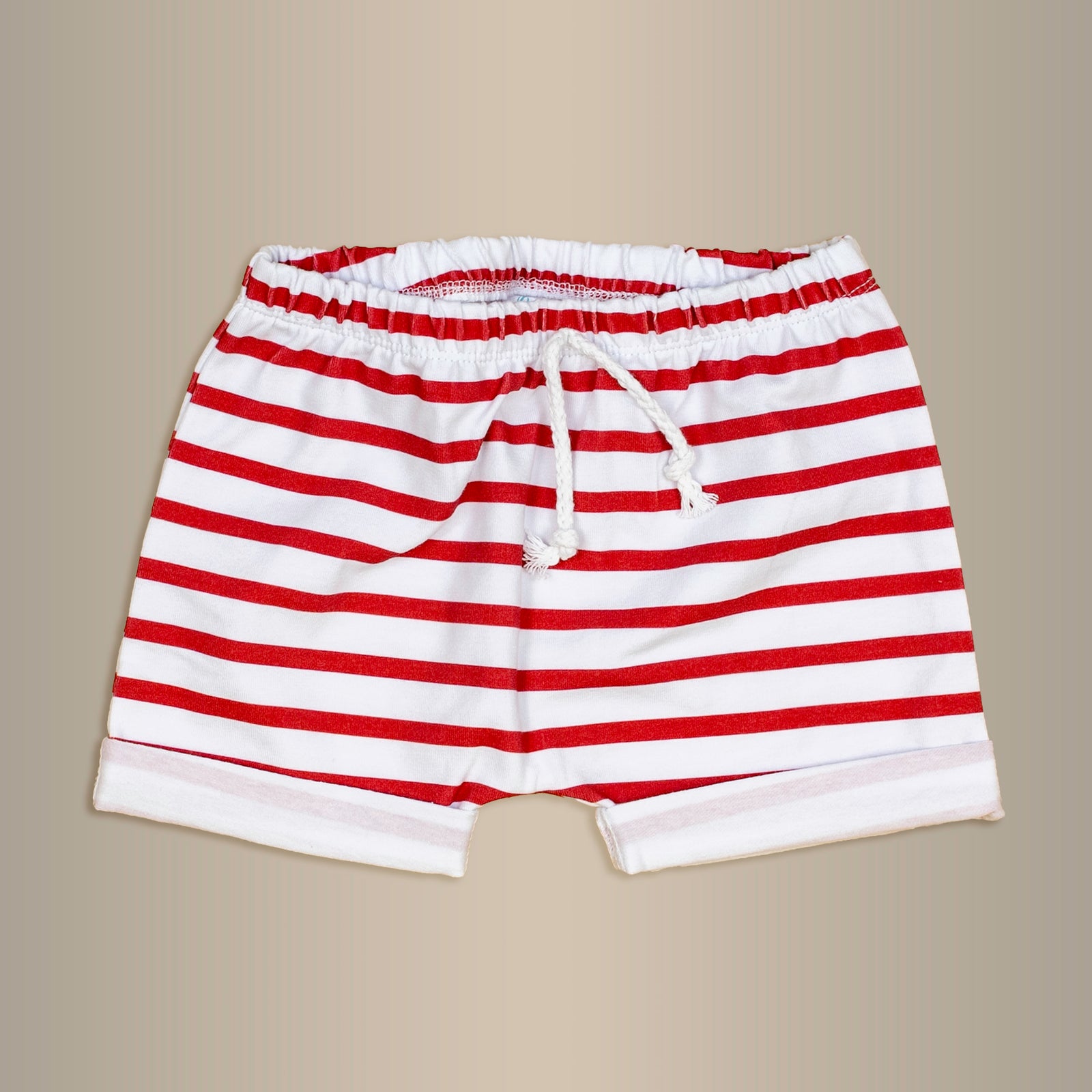 Cuddle Sleep Dream Shorts Red/White Stripe Rolled Hem Shorts