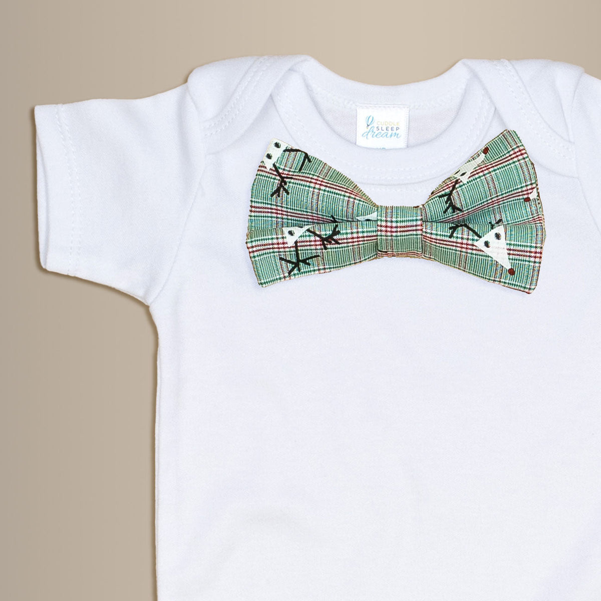 Cuddle Sleep Dream Bowtie Bodysuit Reindeer Plaid Bowtie Bodysuit