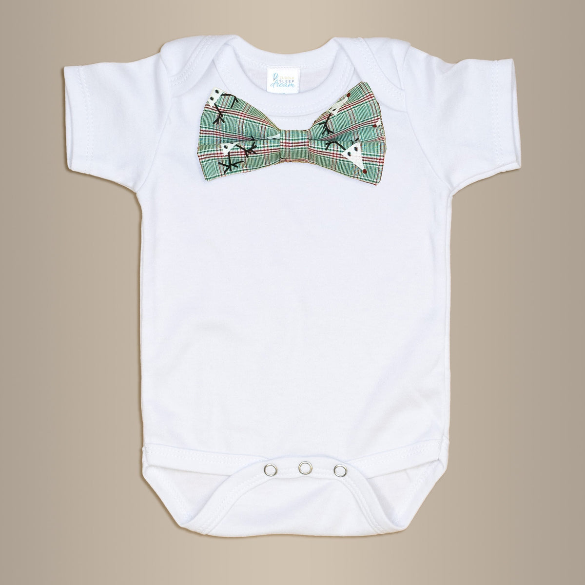 Cuddle Sleep Dream Bowtie Bodysuit Reindeer Plaid Bowtie Bodysuit