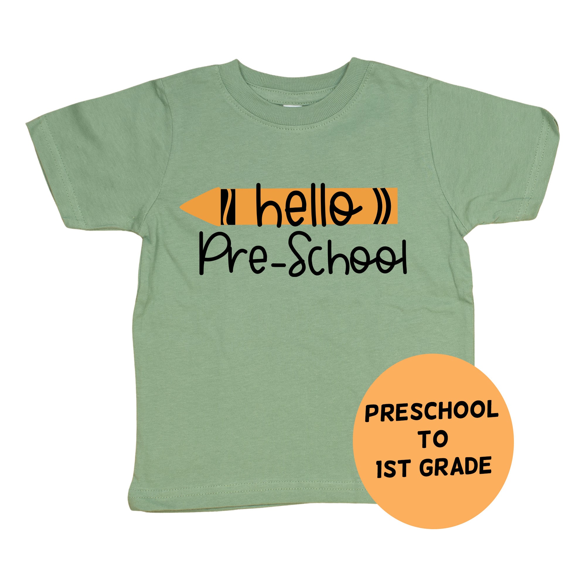 Crayon Hello School Year | Sage Green Tshirt