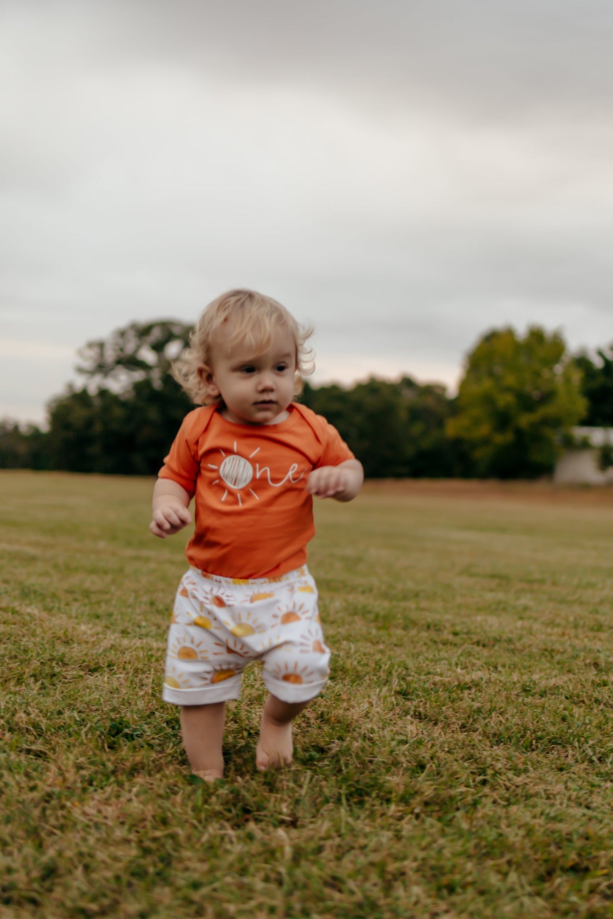 Cuddle Sleep Dream Sun in One 1st Birthday | Orange Bodysuit