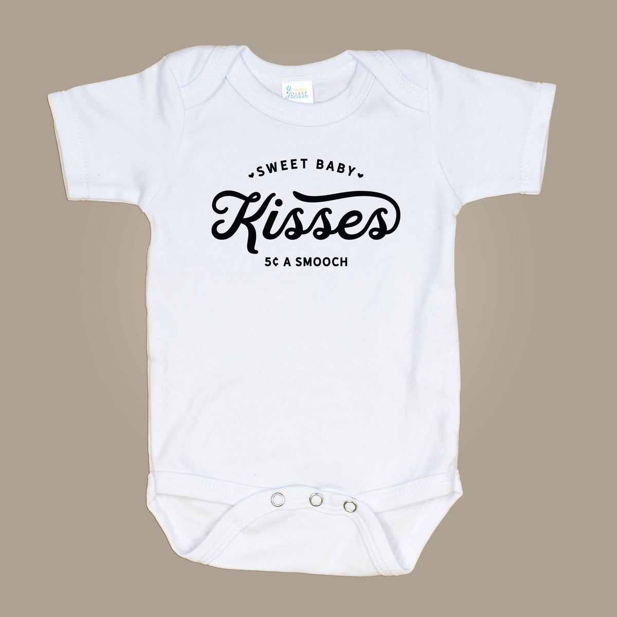 Cuddle Sleep Dream Baby Bodysuits Sweet Baby Kisses | White Onesie | Black Writing